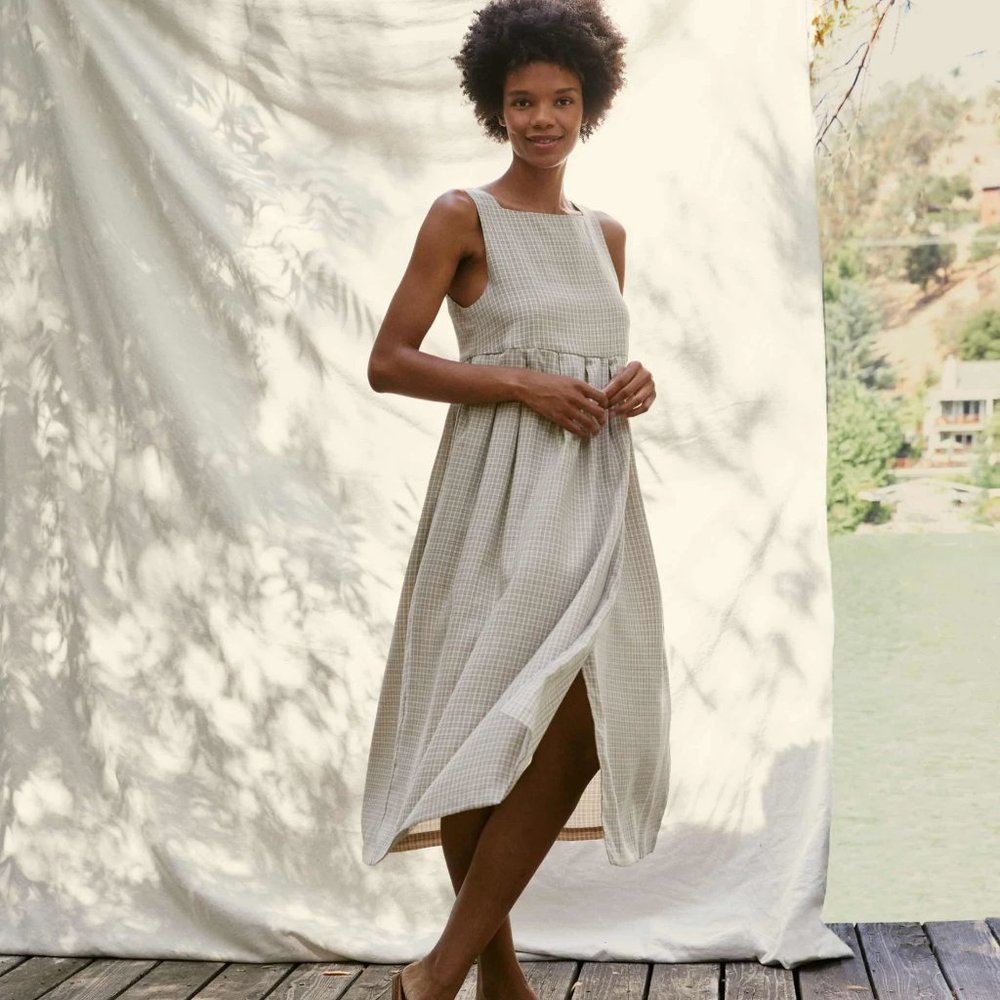 Christy Dawn Checkered Cream Midi Remy Dress